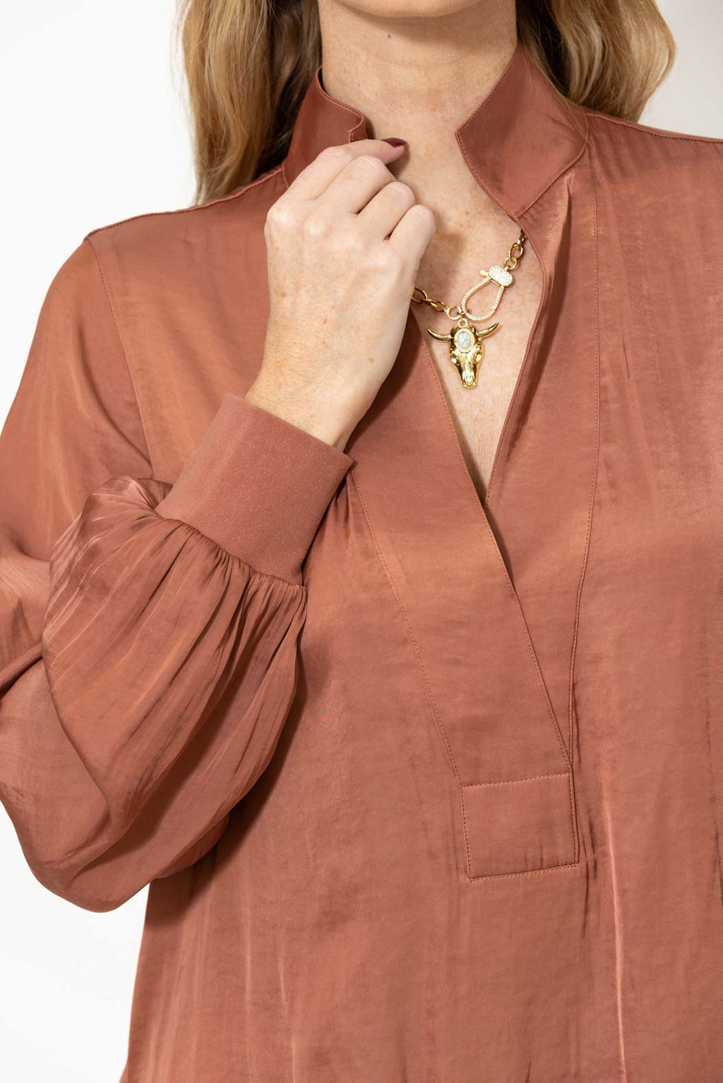 Terra Glow Rib Cuff Blogger Shirt