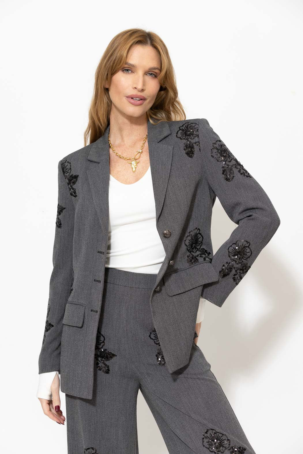 Grey Sequin Blazer