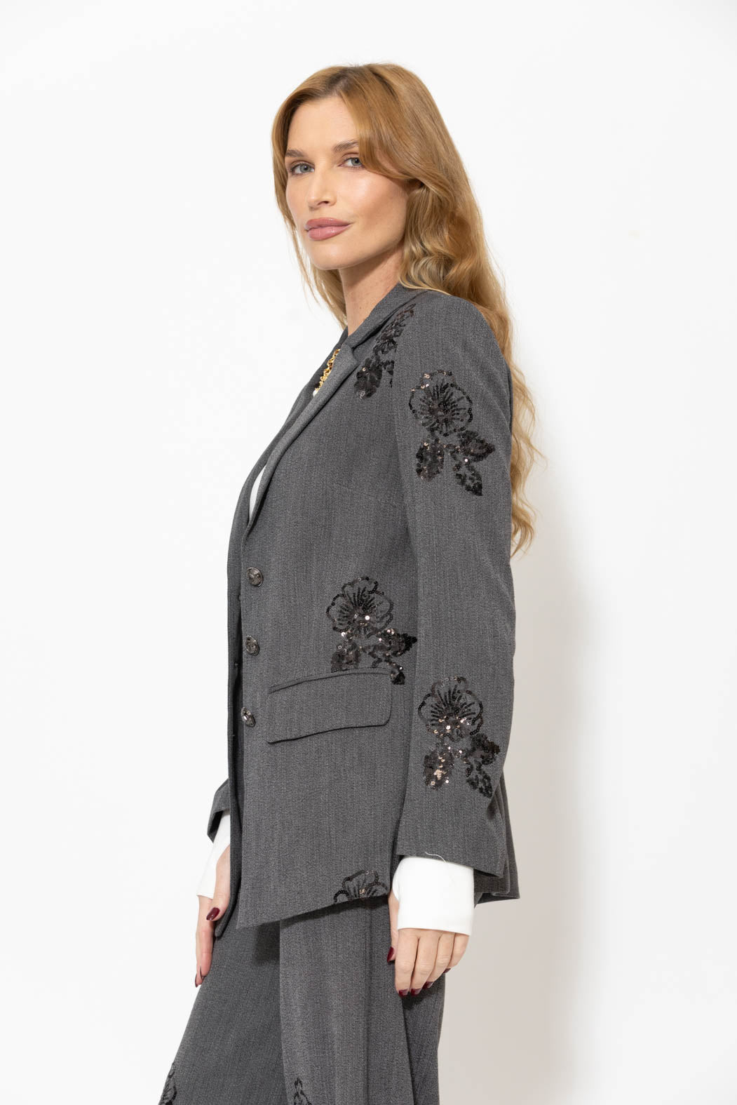 Grey Sequin Blazer