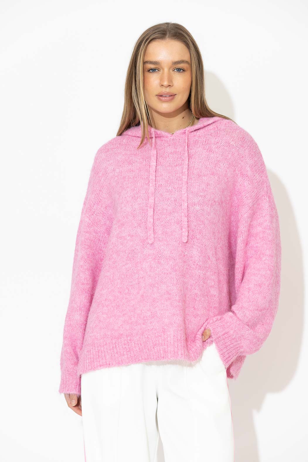 Pink Fluffy Hooded Jumper