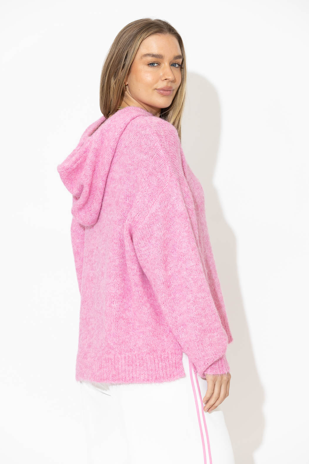 Pink Fluffy Hooded Jumper