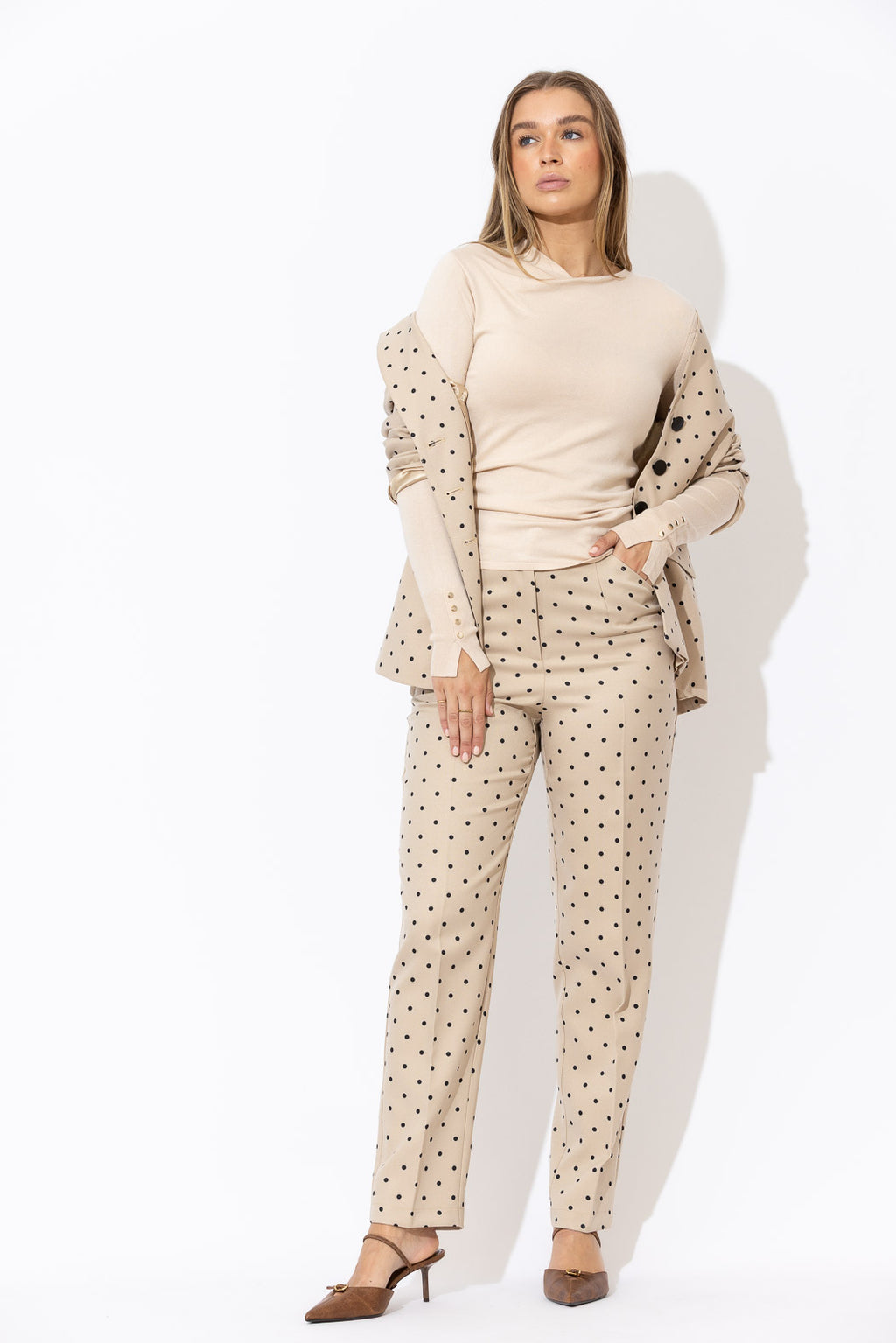 Oatmeal Fine Knit Drape Top