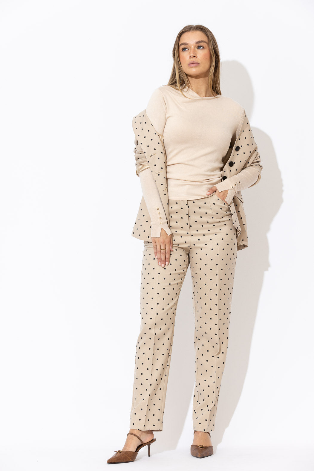 Oatmeal Fine Knit Drape Top