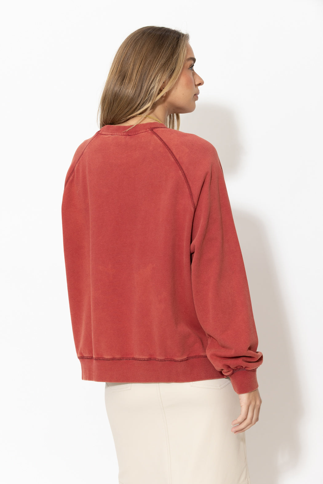 Red Washed Cotton Horns Jumper