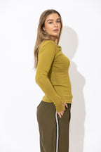Chartreuse Fine Knit Drape Top