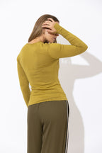 Chartreuse Fine Knit Drape Top