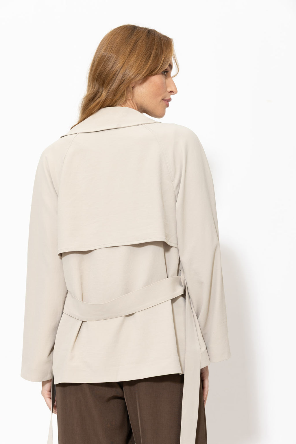 Beige Luxury Crop Trench