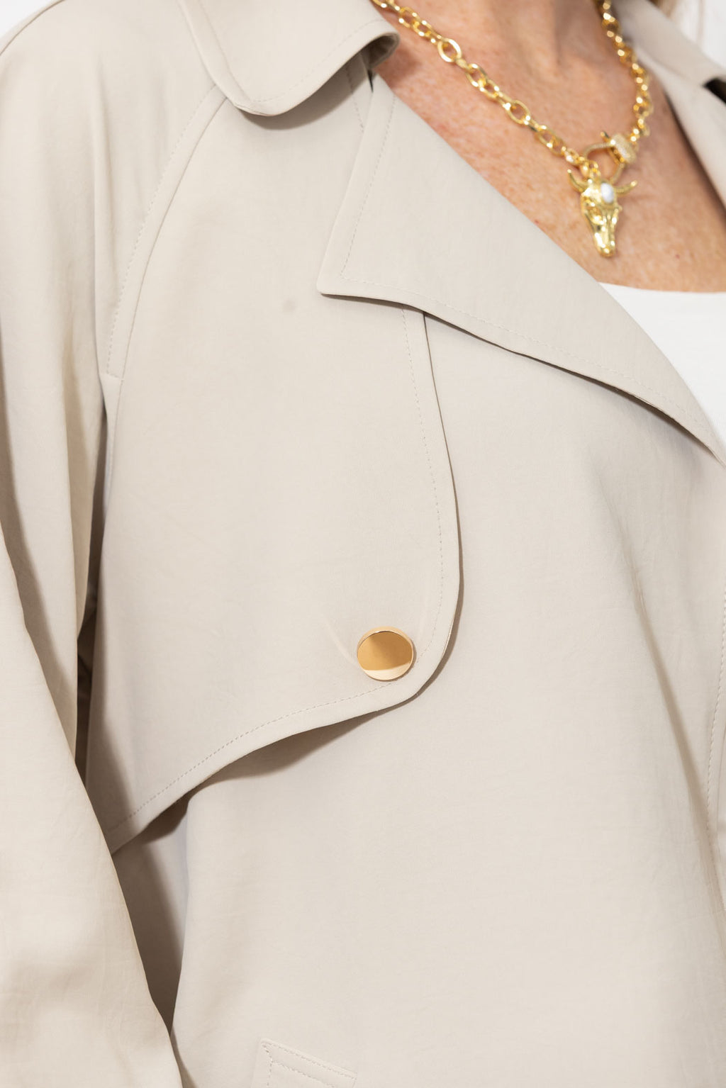Beige Luxury Crop Trench