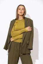Chartreuse Fine Knit Drape Top