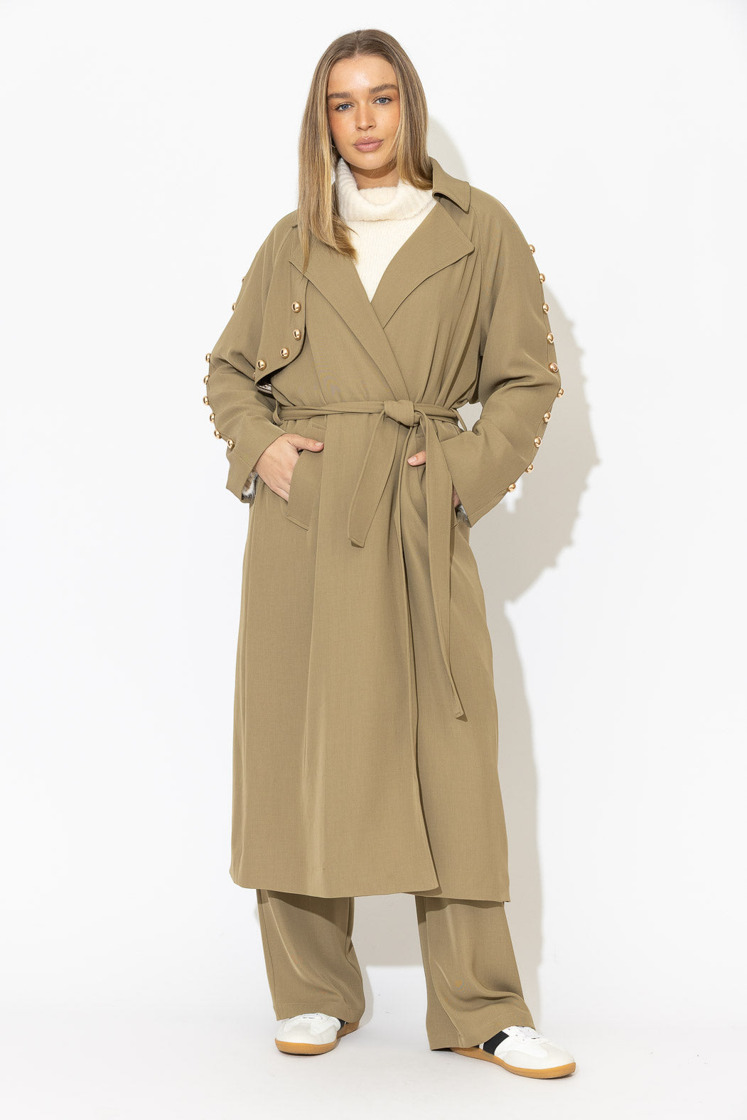 Taupe Lustra Dome Trench