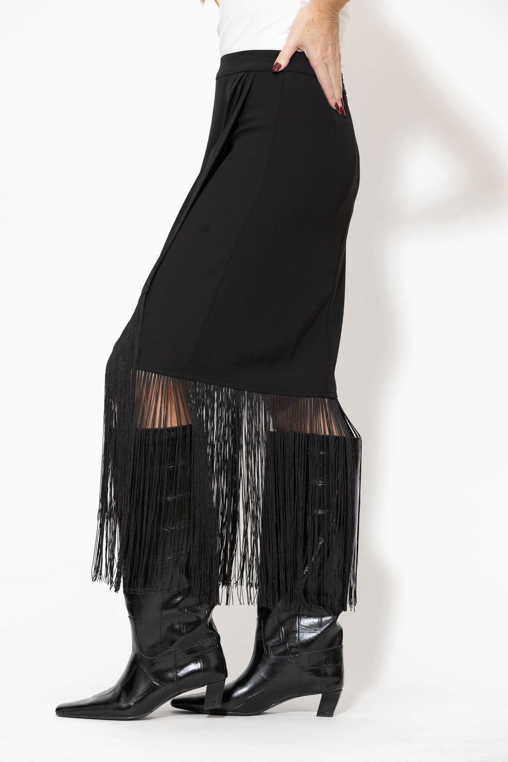 Black Euro Fringe Skirt