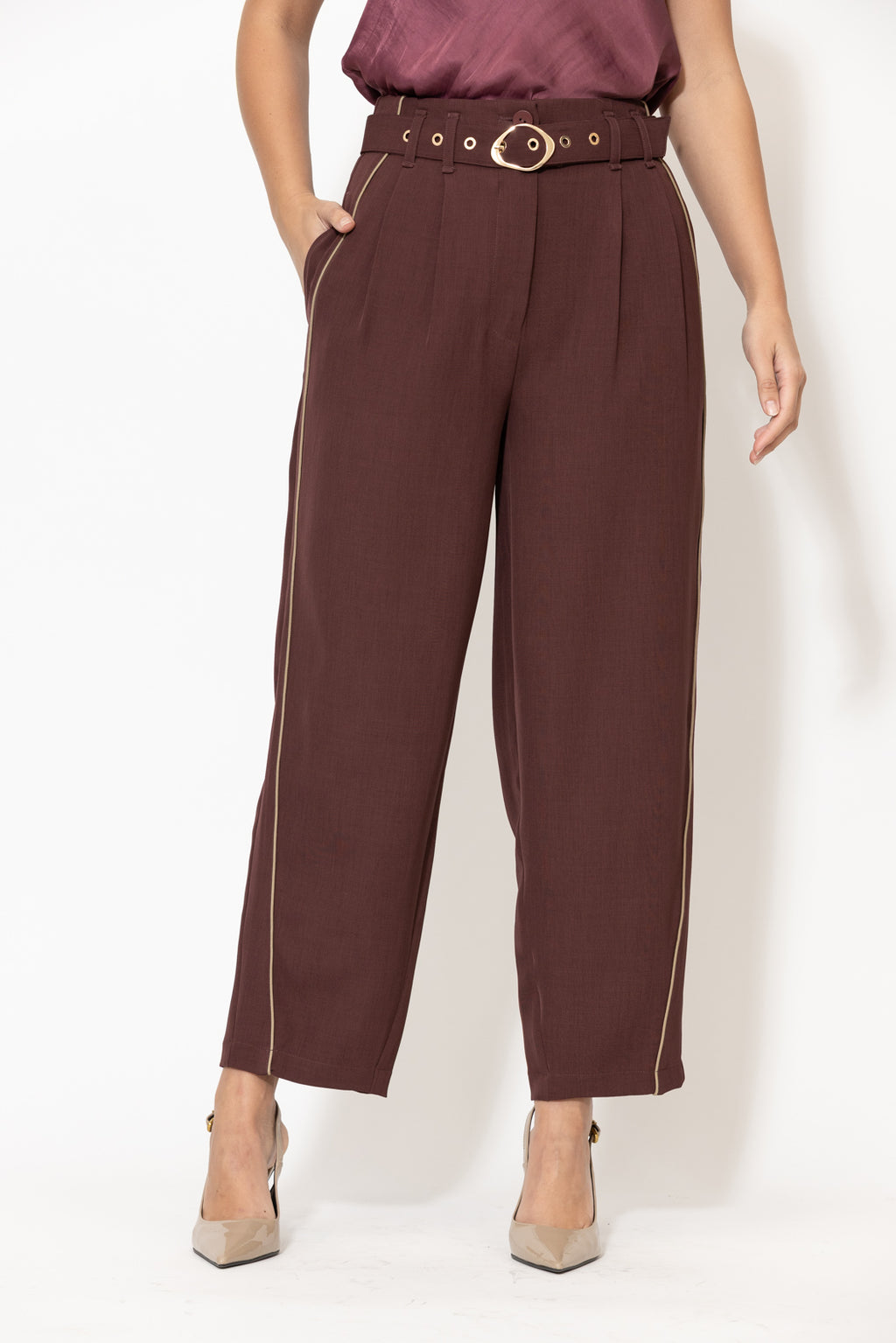 Burgundy Lustra Cleo Pant