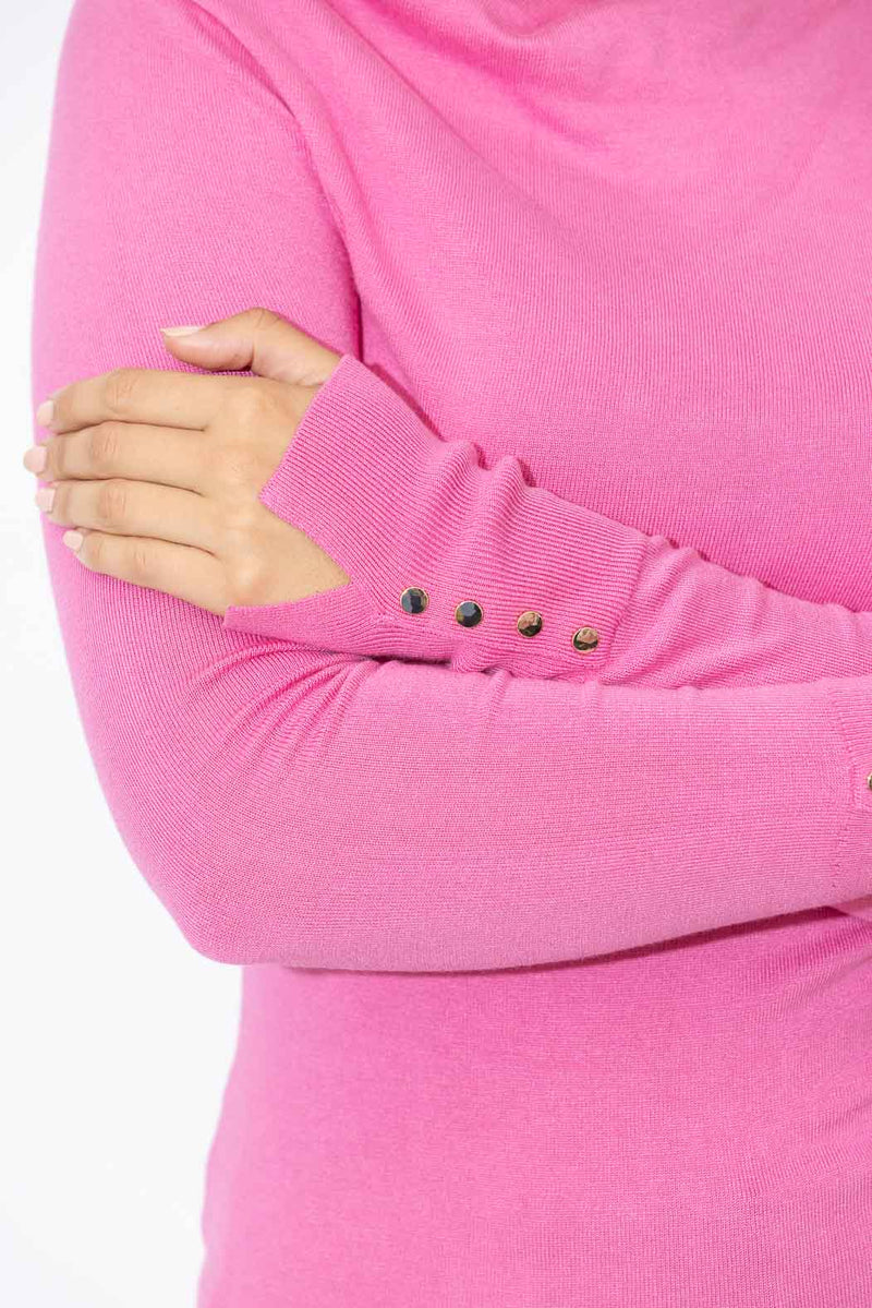 Pink Fine Knit Drape Top