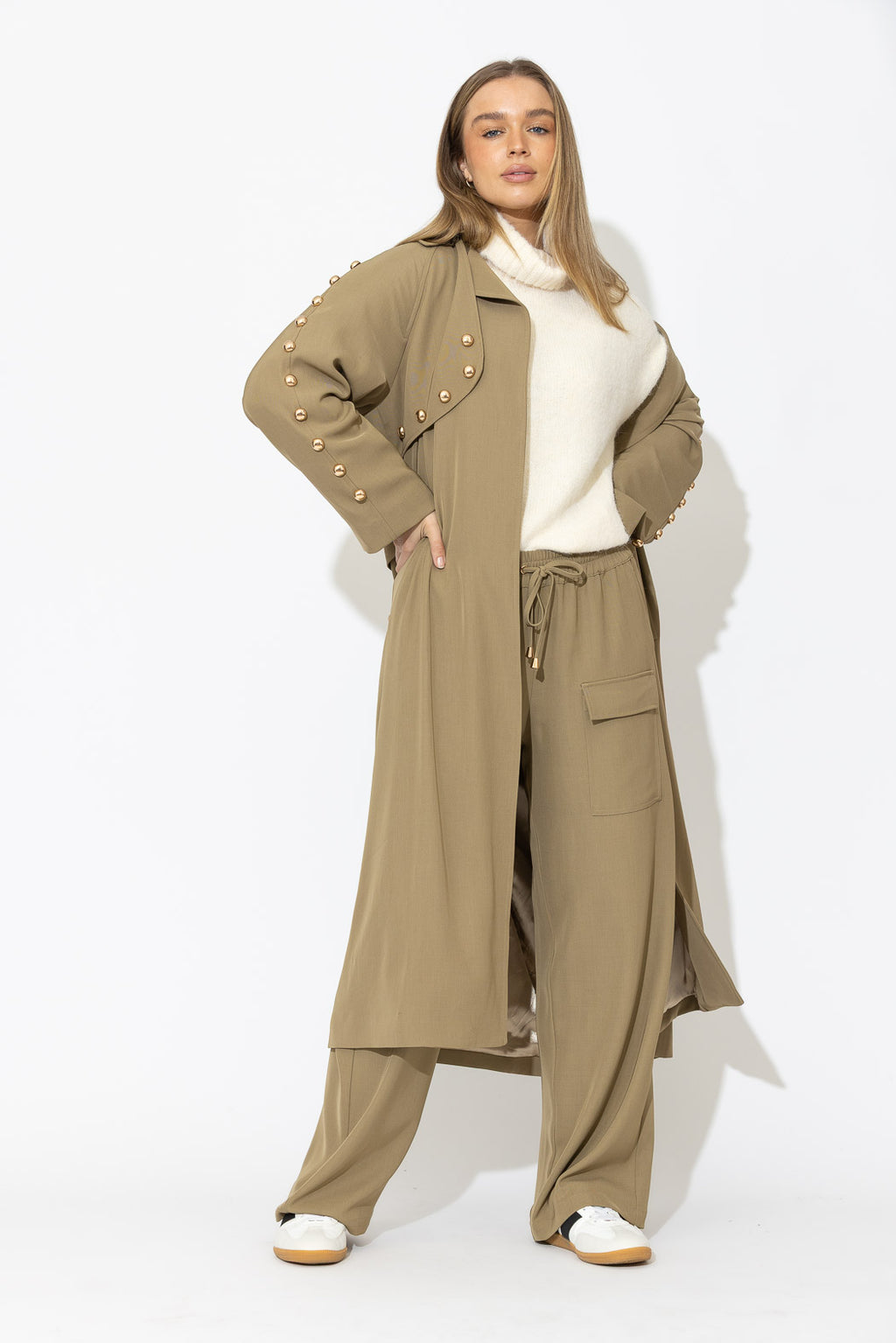 Taupe Lustra Dome Trench