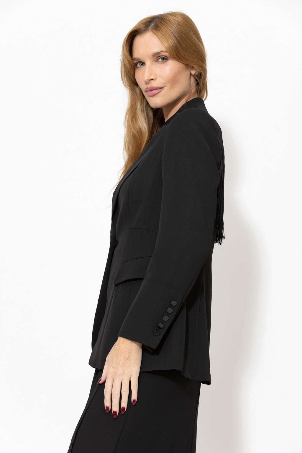 Black Euro Mia Fringe Blazer
