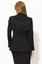 Black Euro Mia Fringe Blazer