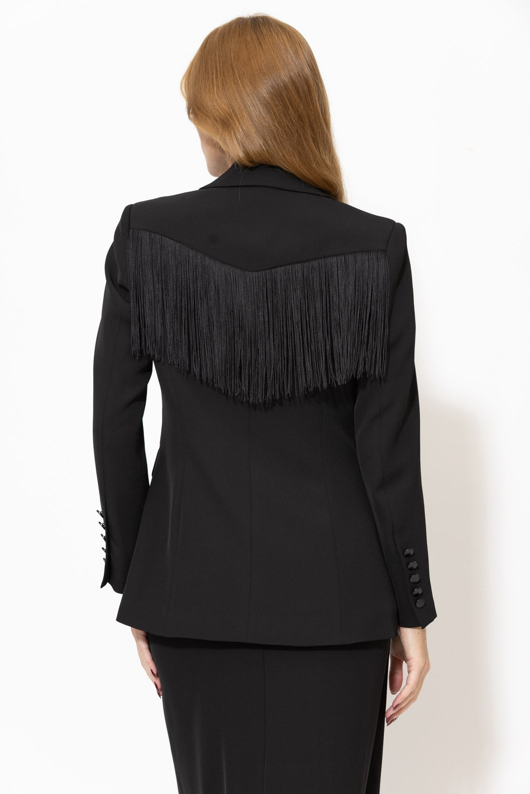 Black Euro Mia Fringe Blazer
