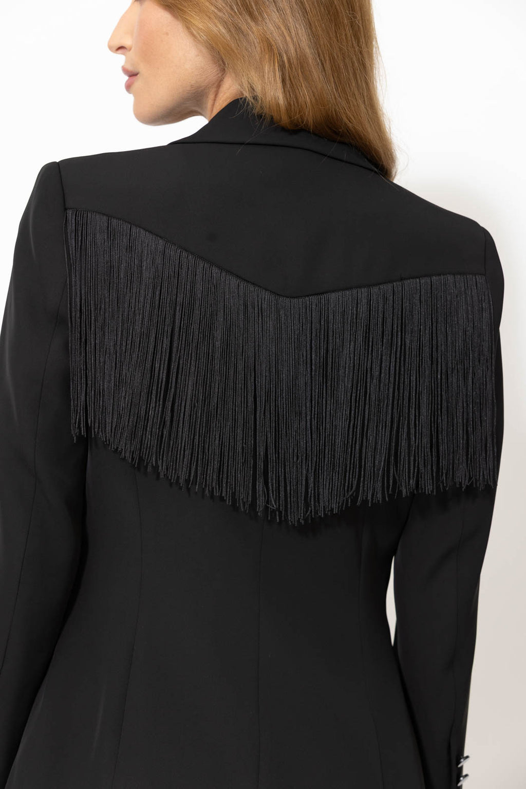 Black Euro Mia Fringe Blazer
