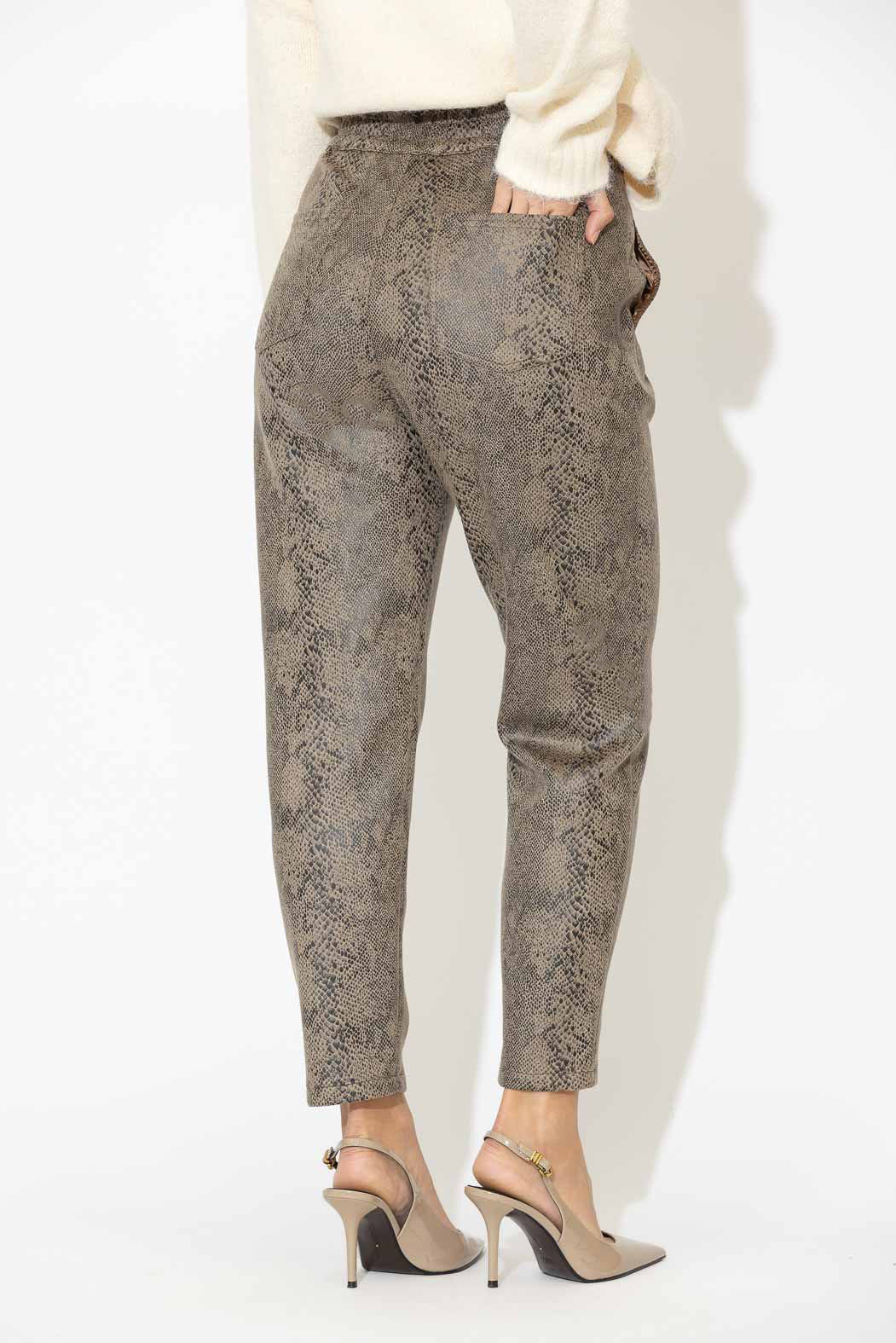 Taupe Snake Paperbag Pant