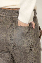 Taupe Snake Paperbag Pant