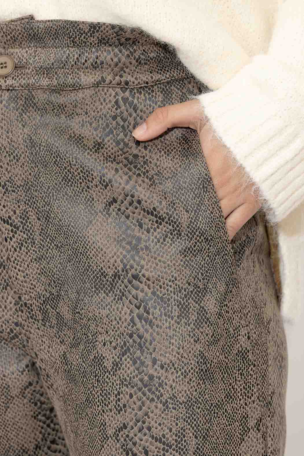 Taupe Snake Paperbag Pant