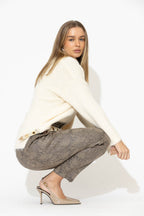 Taupe Snake Paperbag Pant