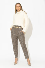 Taupe Snake Paperbag Pant