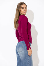 Magenta Fine Knit Drape Top