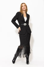 Black Euro Mia Fringe Blazer
