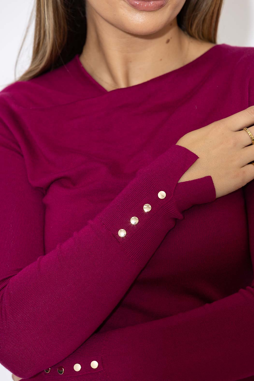 Magenta Fine Knit Drape Top