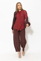 Burgundy Viscose Scarf Shirt