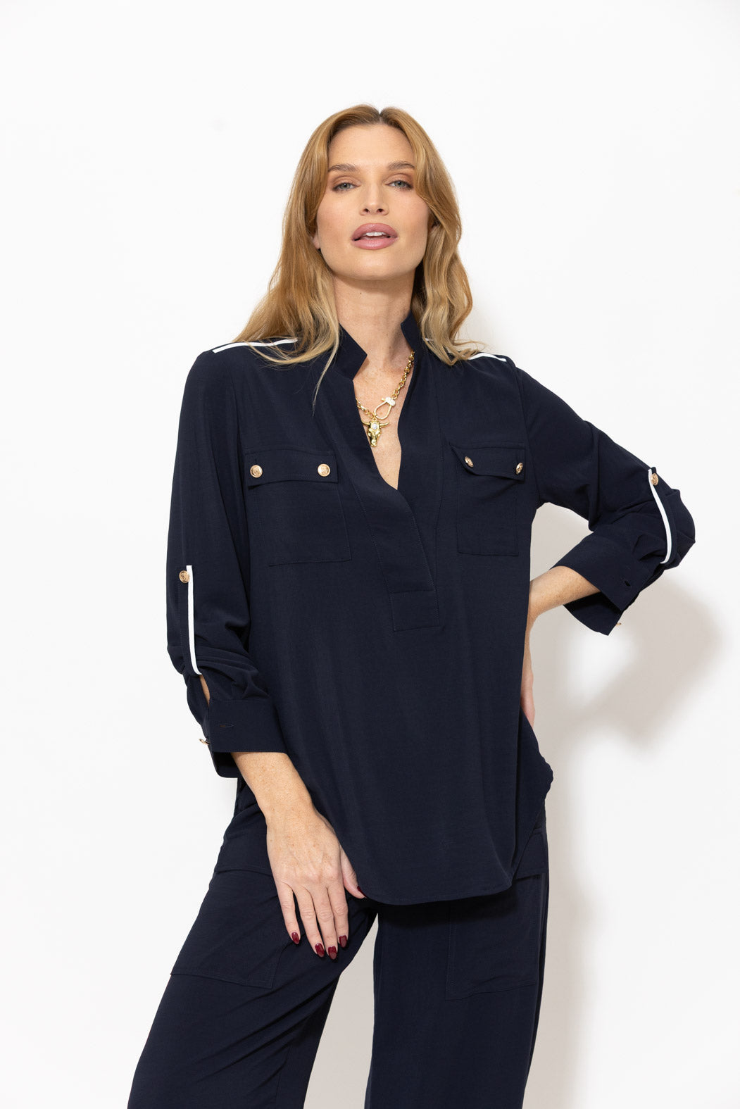 Navy Luxury Cargo Blogger Shirt