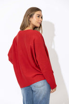 Red Recycled Yarn Slouch Knit
