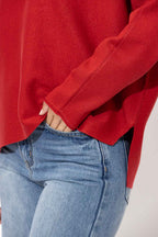 Red Recycled Yarn Slouch Knit