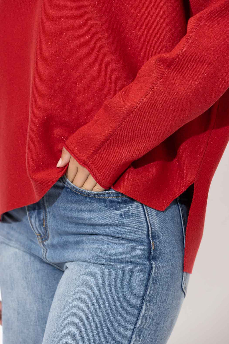 Red Recycled Yarn Slouch Knit