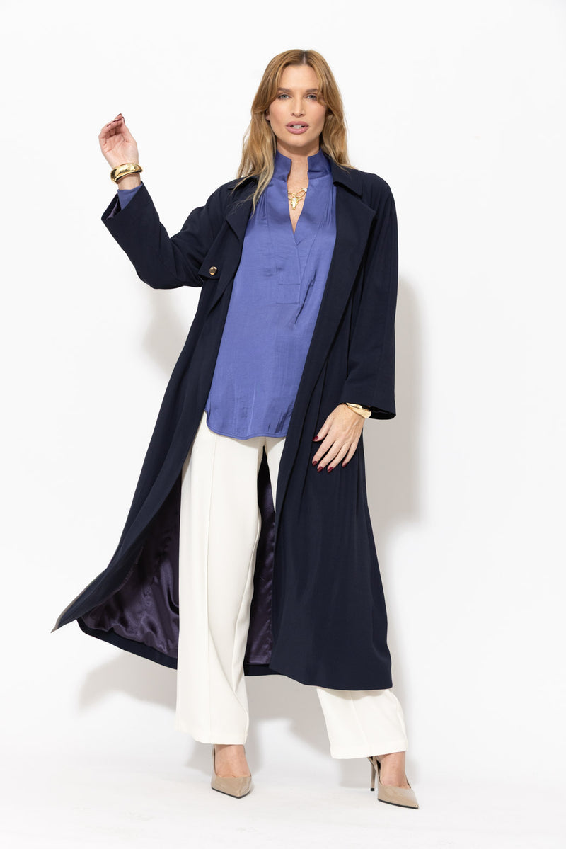 Navy Luxury Trench Coat