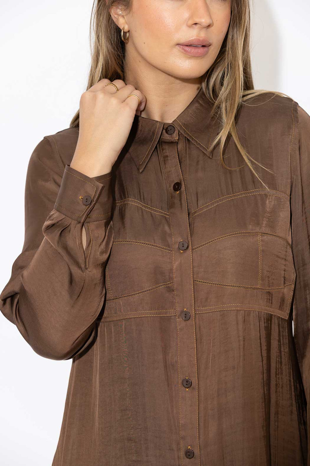 Mocha Glow Bustier Shirt