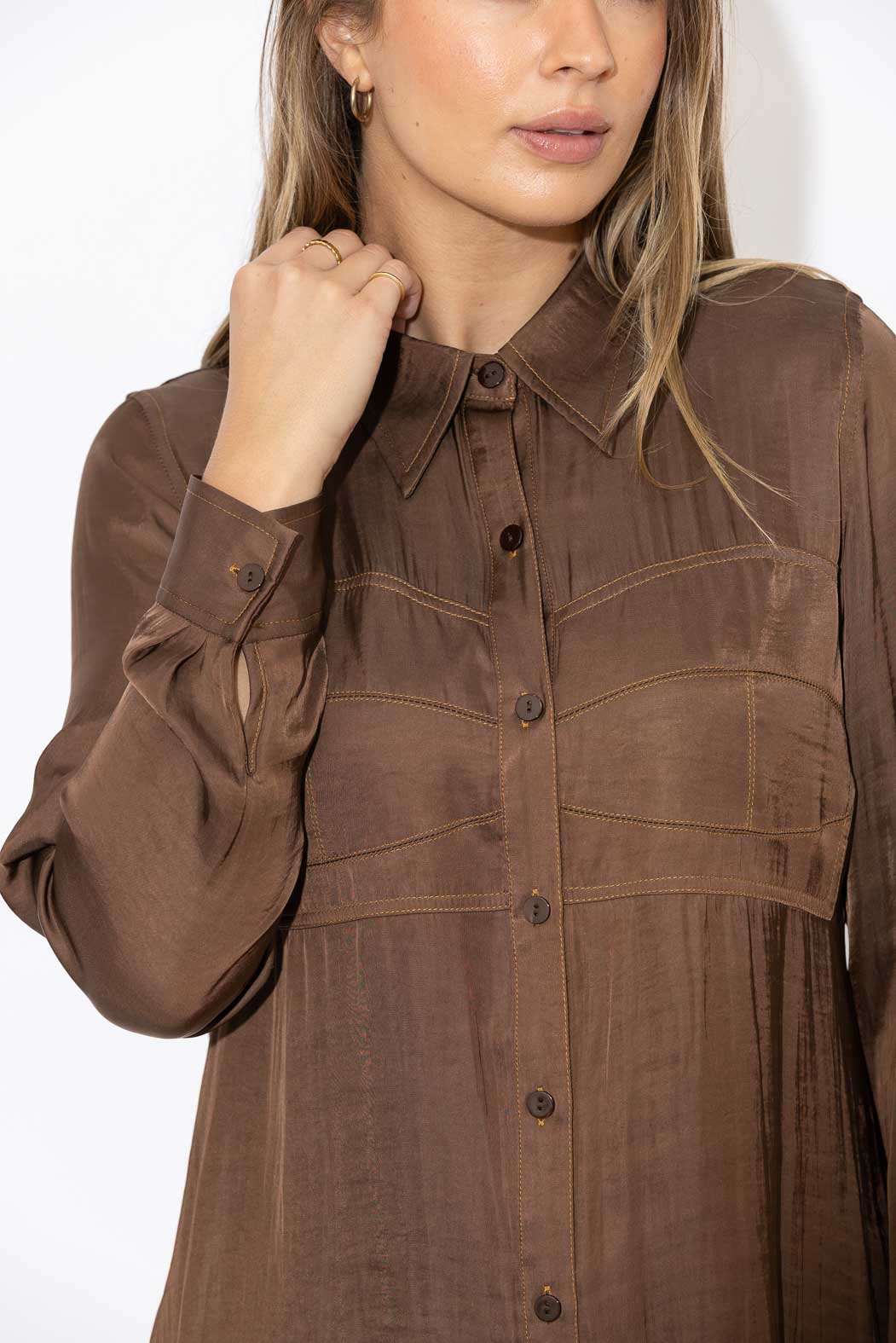 Mocha Glow Bustier Shirt