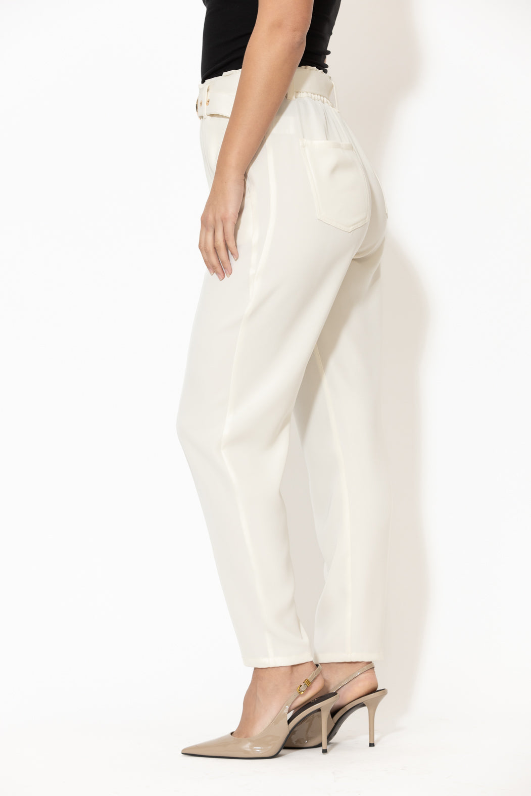 Ivory Lustra Paperbag Pant
