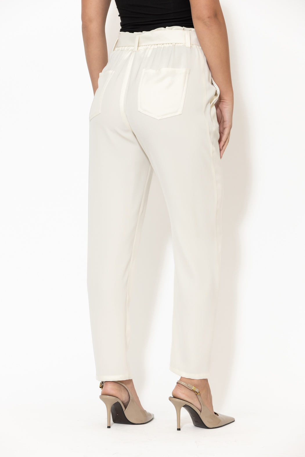 Ivory Lustra Paperbag Pant