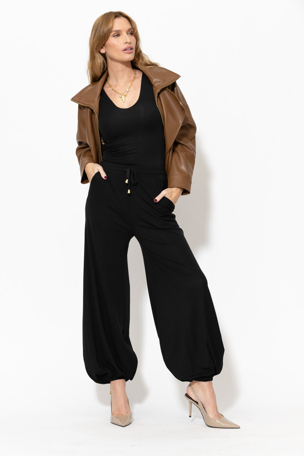 Black Tencel Balloon Pant