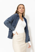 Navy Washed Cotton Dolman Jacket