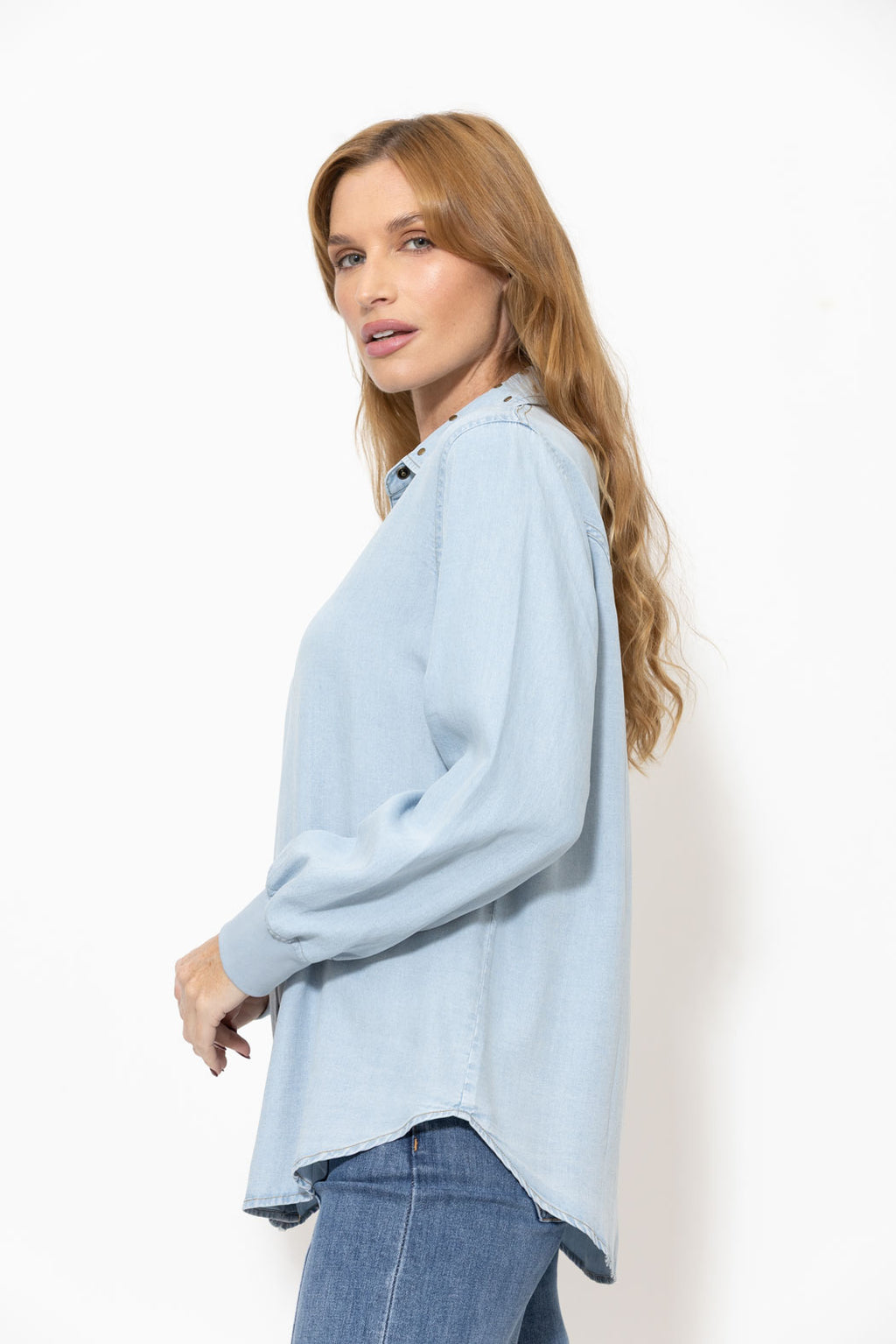 Washed Denim Cowboy Stud Shirt