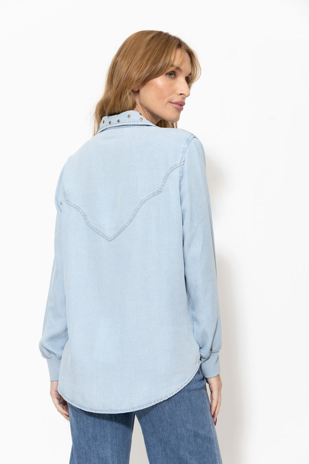 Washed Denim Cowboy Stud Shirt