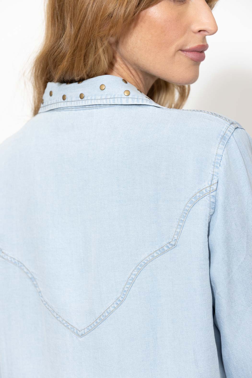 Washed Denim Cowboy Stud Shirt