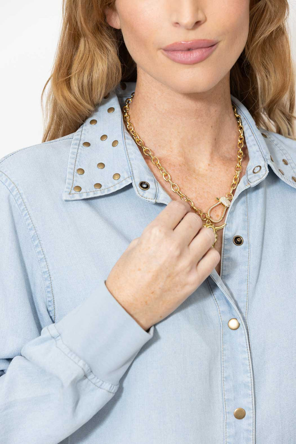 Washed Denim Cowboy Stud Shirt