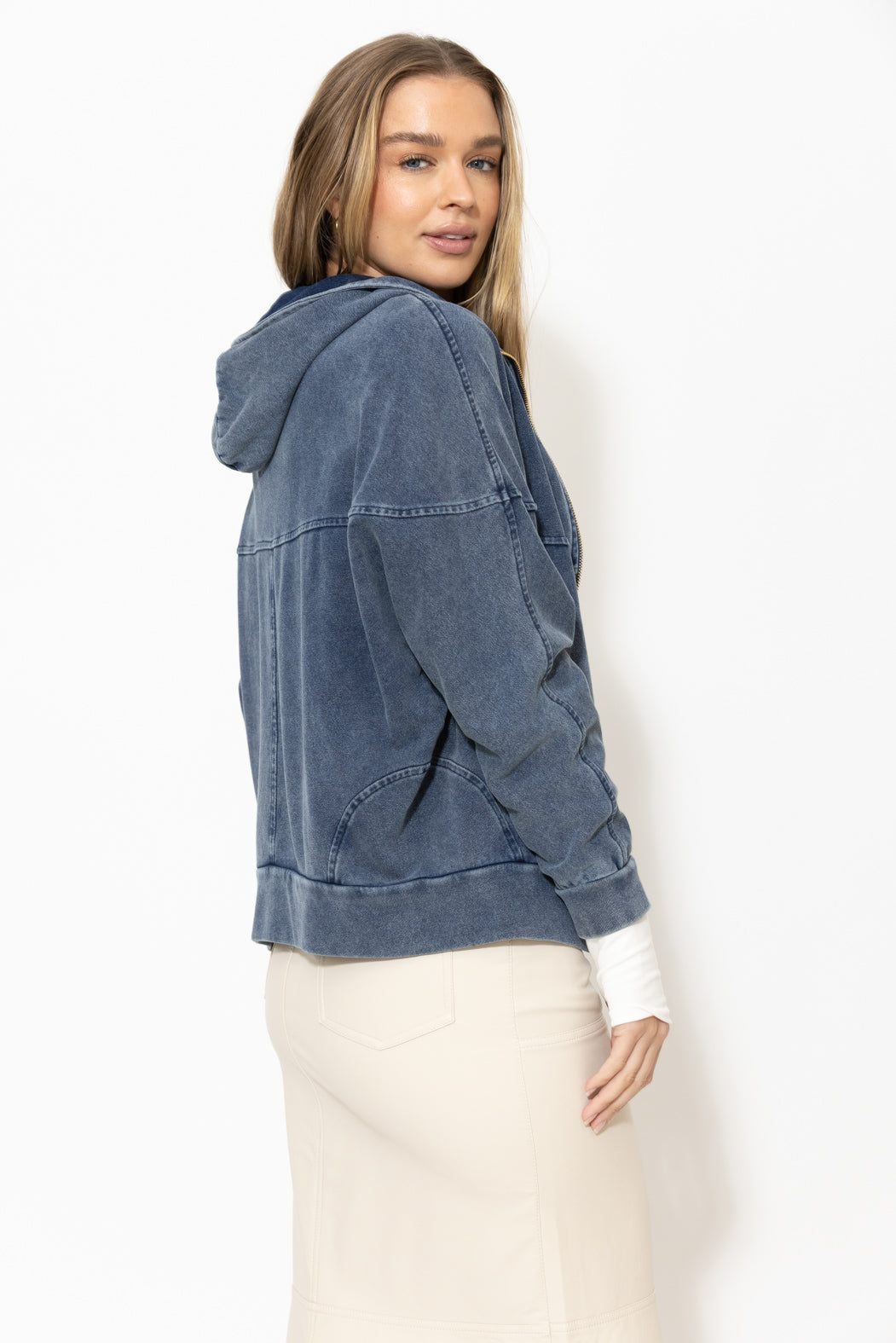 Navy Washed Cotton Dolman Jacket