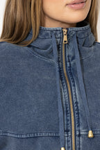 Navy Washed Cotton Dolman Jacket
