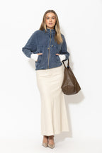 Navy Washed Cotton Dolman Jacket