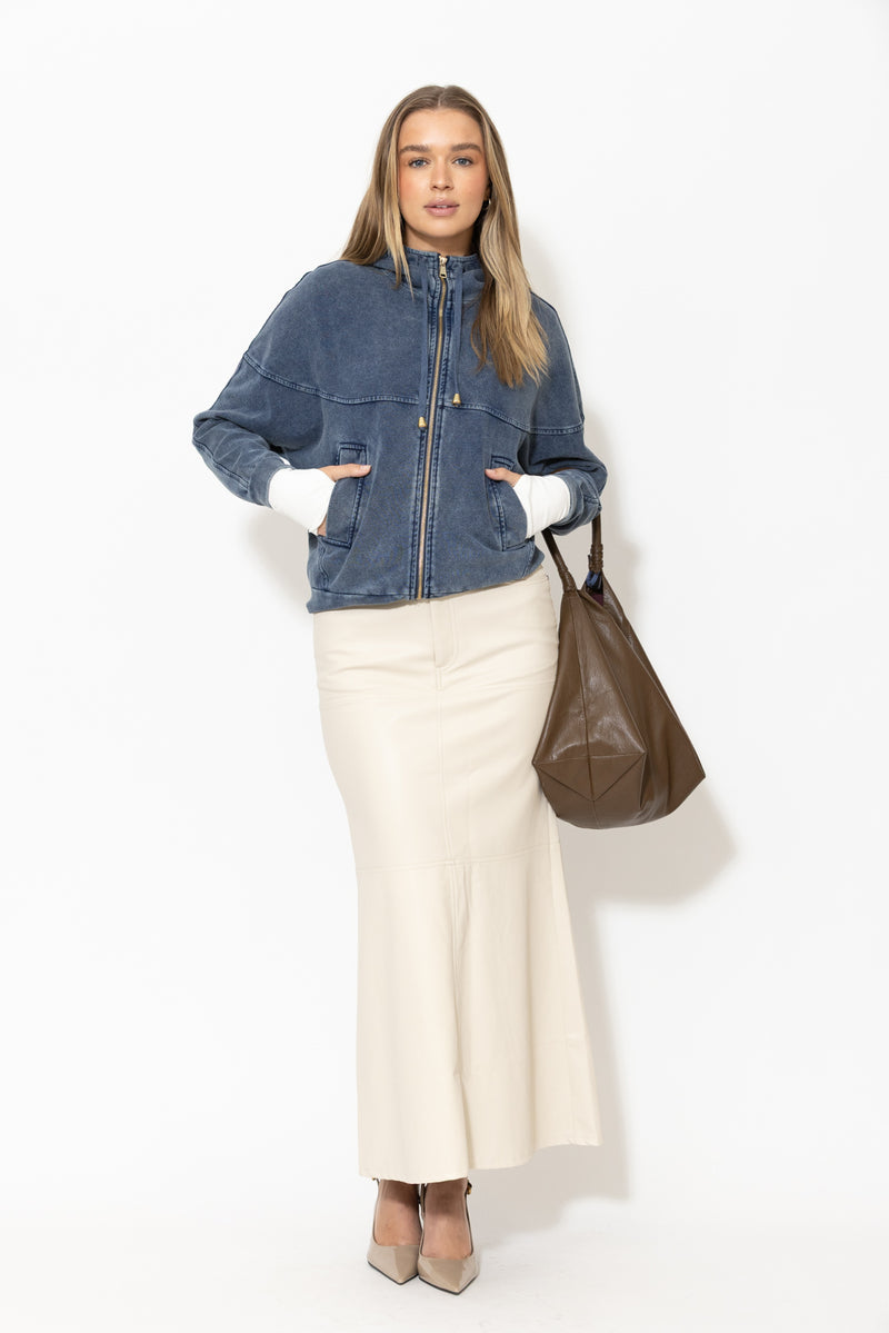 Navy Washed Cotton Dolman Jacket